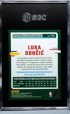 Graded Donruss Luka Doncic basketball card shown in 2023 Donruss Luka Doncic SGC 9.5