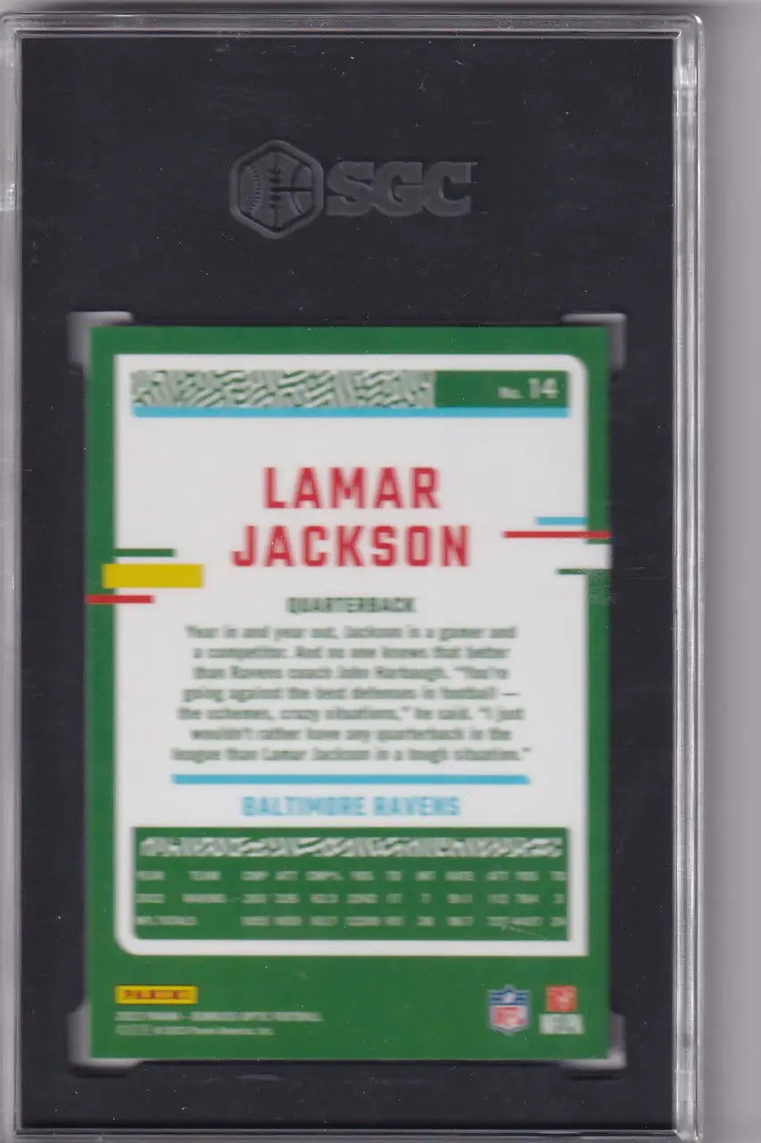 Lamar Jackson football card from 2023 Donruss Optic SGC 9 - Baltimore Ravens collectible
