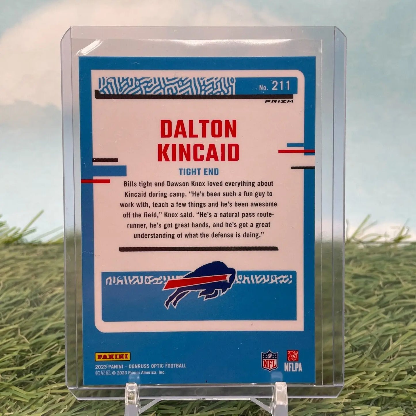 Dalton Kincaid football card from the 2023 Donruss Optic Silver Holo Prizm
