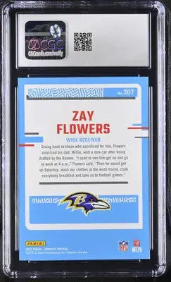 Graded Zay Flowers football card from 2023 Donruss Zay Flowers series in CGC 8
