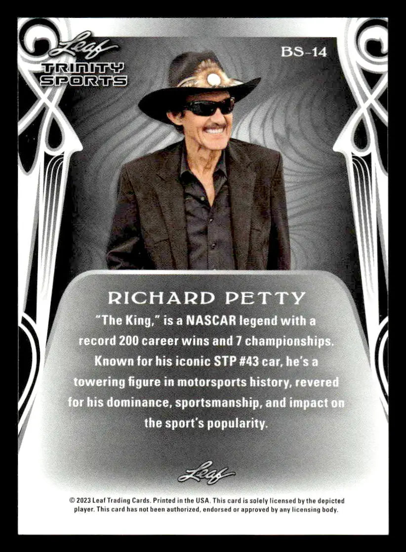 Richard Petty trading card from 2023 Leaf Trinity series in Richard Petty Base collection