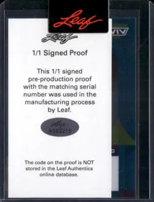 Leaf Vivid Gavin Cross 1/1 signed proof card for 2023 Leaf Vivid Baseball