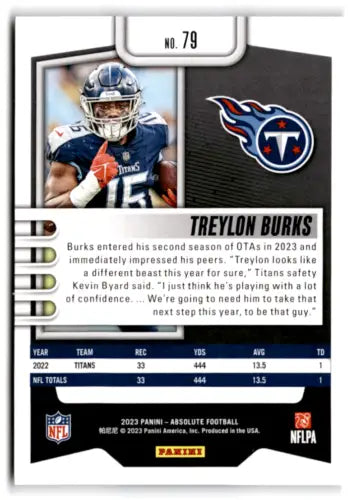 Treylon Burks football card from 2023 Panini Absolute with original gloss finish