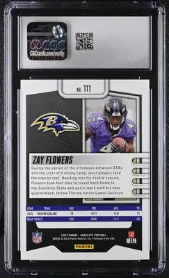 Graded Zay Flowers football card from Panini Absolute Zay Flowers 2023 product