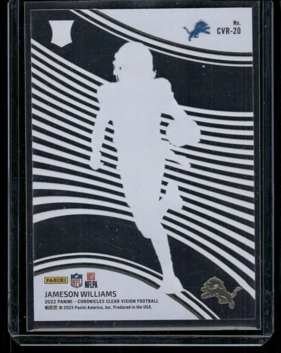 Football trading card with player silhouette from 2023 Panini Chronicles Clear Vision Football