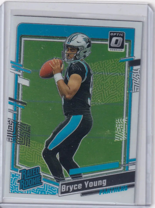 Panini Donruss Optic Bryce Young Carolina Panthers trading card with Rated Rookie emblem