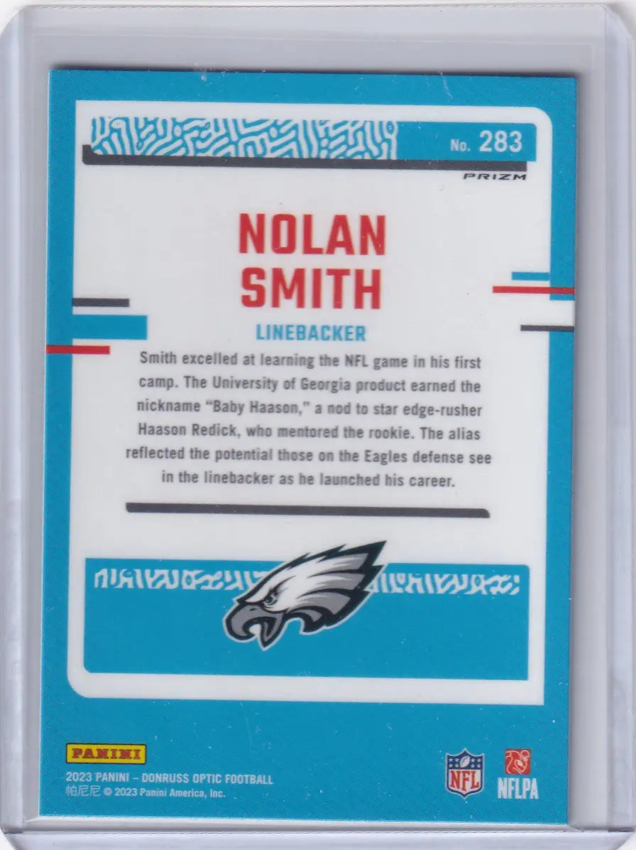 2023 Panini Donruss Optic Green Velocity #283 Nolan Smith - Philadelphia Eagles - Trading Card