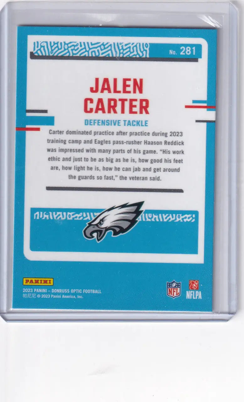 2023 Panini Donruss Optic Rated Rookie #281 Jalen Carter - Philadelphia Eagles