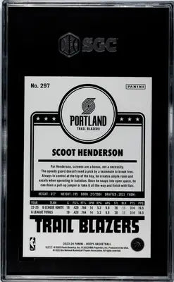Slabbed Scoot Henderson basketball card from Panini Hoops Scoot series in pristine condition