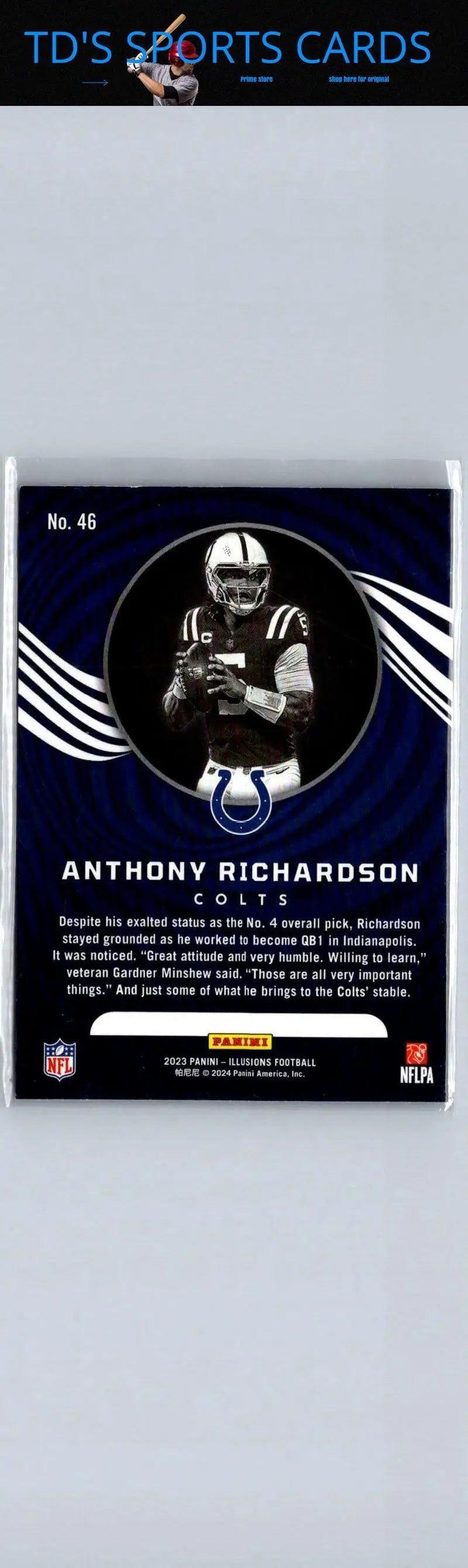 Anthony Richardson Colts football card from 2023 Panini Illusions trading cards