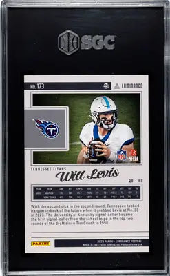 Graded Will Levis football trading card from Panini Luminance 2023 SGC 10