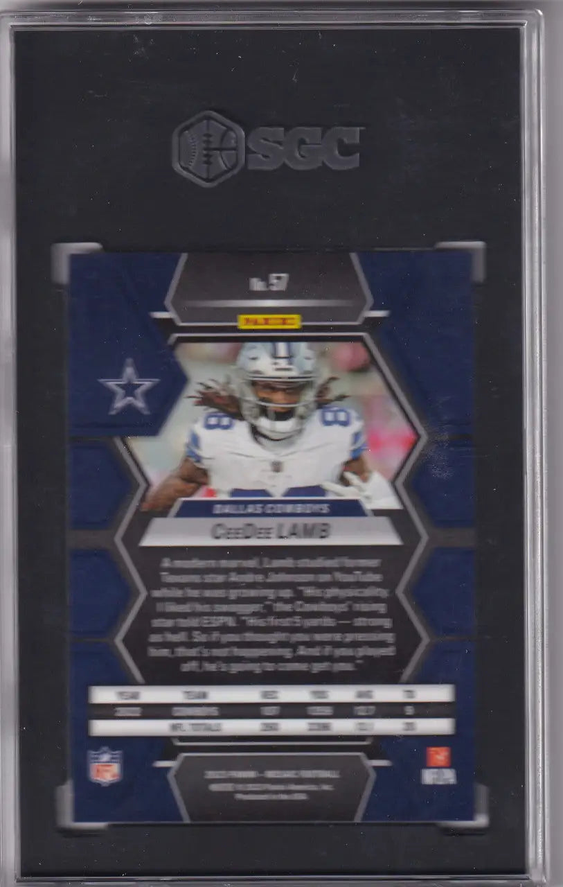 Graded CeeDee Lamb SGC 10 football card from 2023 Panini Mosaic Dallas Cowboys