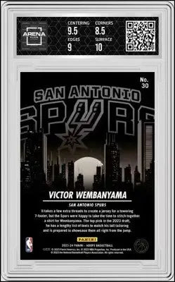 Graded Victor Wembanyama basketball card from 2023 Panini NBA Hoops series