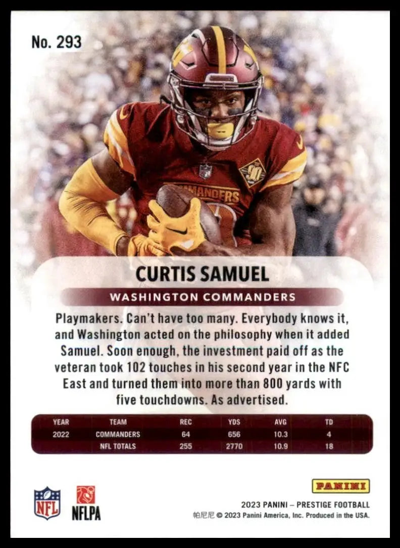 2023 Panini Prestige Hyper Curtis Samuel Washington Commanders football card NFL
