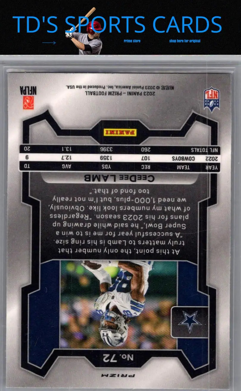 A graded Panini Prizm CeeDee Lamb Disco football trading card featuring CeeDee Lamb
