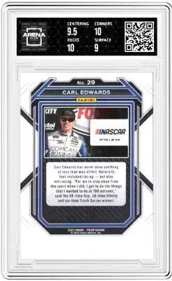 Graded Carl Edwards trading card from 2023 Panini Prizm Prizm Carl Edwards series