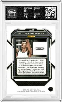 Graded Victor Wembanyama basketball card from Panini Prizm Draft Picks 2023