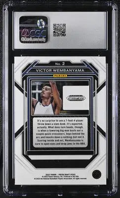 Graded Victor Wembanyama basketball card from 2023 Panini Prizm Draft Picks series