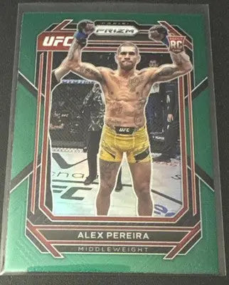 Alex Pereira UFC Panini Prizm Green Refractor trading card 2023