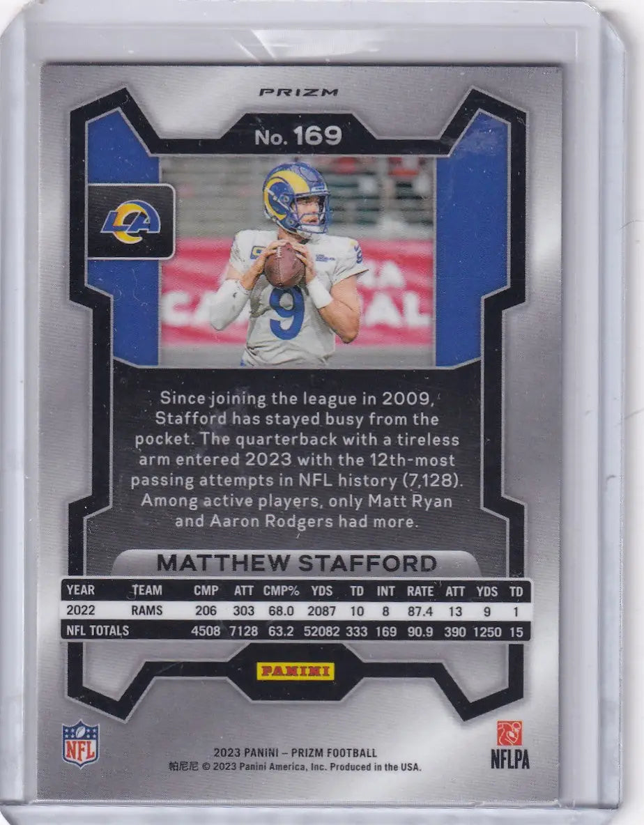 Panini Prizm Silver Matthew Stafford Los Angeles Rams football trading card