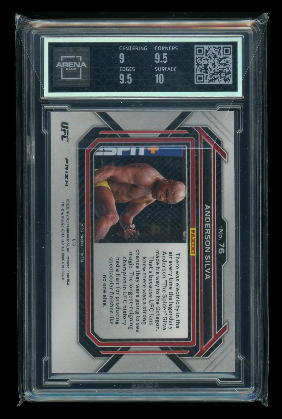 A graded Anderson Silva UFC Prizm Ice trading card from Panini Prizm UFC collection