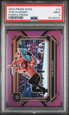 Graded 2023 Panini Prizm WWE Von Wagner wrestling card Purple Prizm PSA 9
