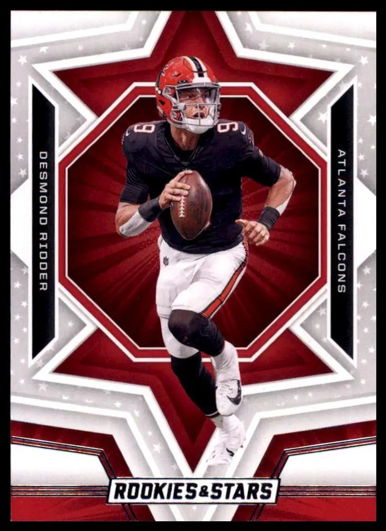 Football card featuring Desmond Ridder of the Atlanta Falcons from 2023 Panini Rookies & Stars
