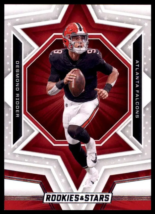 Football card featuring Desmond Ridder of the Atlanta Falcons from 2023 Panini Rookies & Stars