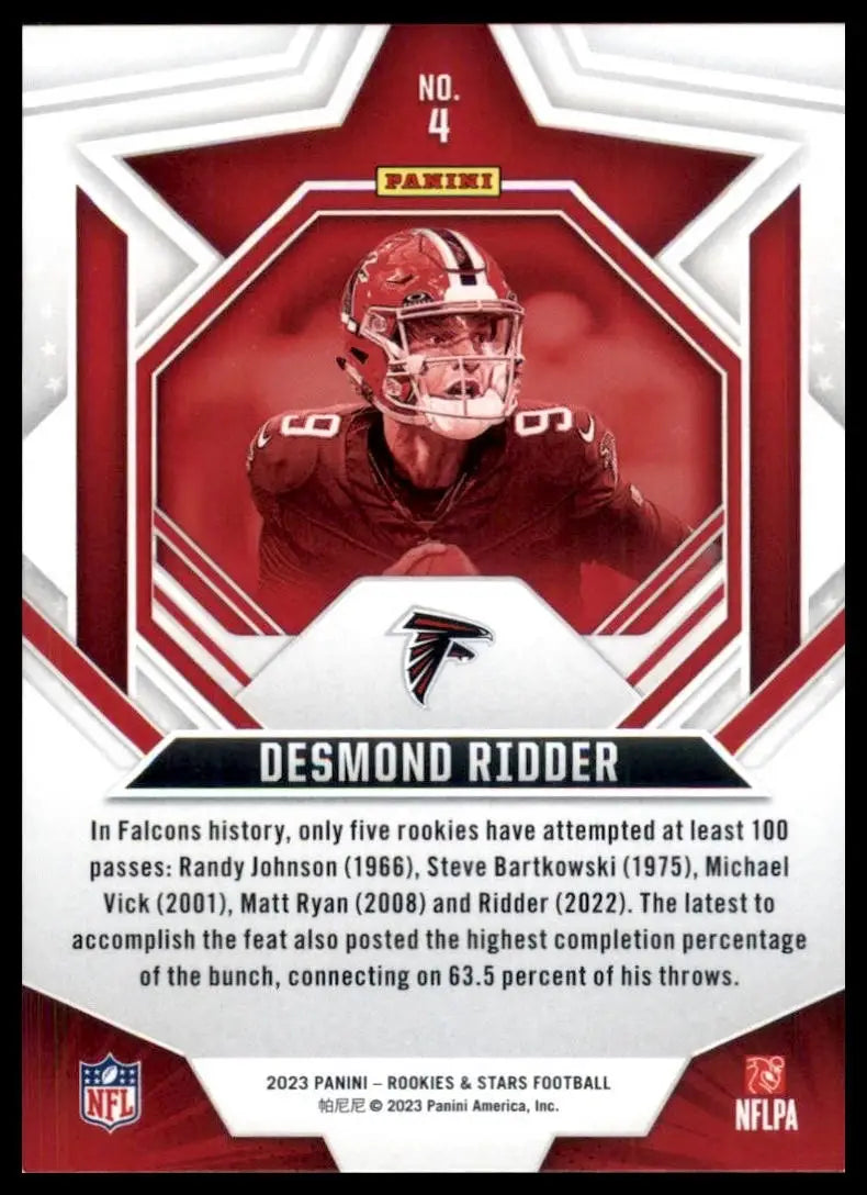 2023 Panini Rookies & Stars Desmond Ridder Atlanta Falcons football card NFL