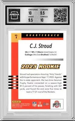 Graded C.J. Stroud rookie card from Panini Score 2023 Throwback Rookies series