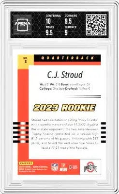 Graded C.J. Stroud rookie card from Panini Score Throwback Rookies series