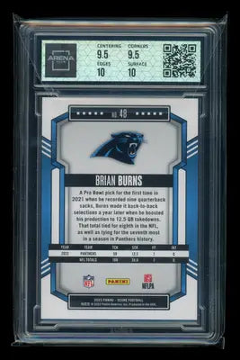 Graded Panini Score Lava Brian Burns football trading card in protective slab