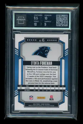 Graded NFL football trading card of D’Onta Foreman from Panini Score Lava 2023