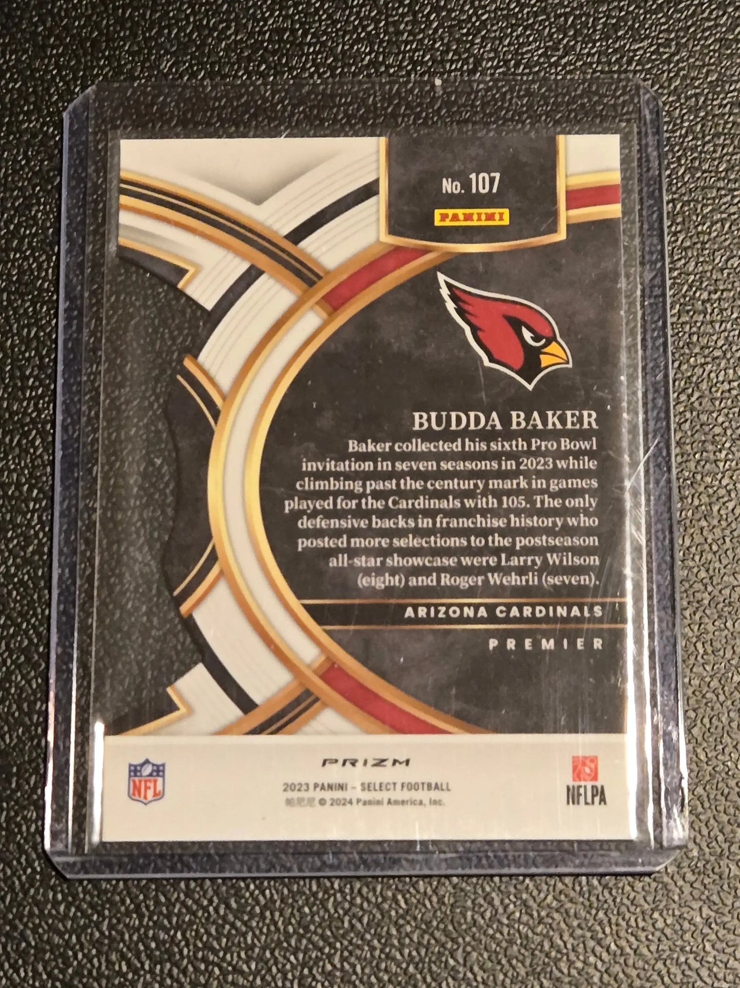 Budda Baker Silver Prizms Die Cuts football card from 2023 Panini Select series