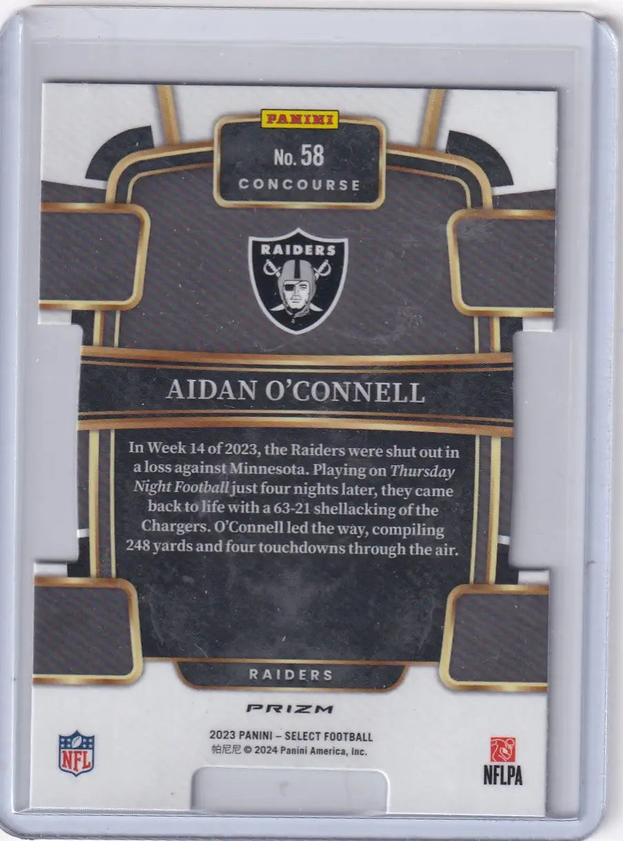 Aidan OConnell 58 Panini Select Diecut Concourse football card Las Vegas Raiders