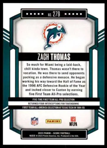 Zach Thomas football card 2023 Score #279 NM with original gloss by Simply Sandoval
