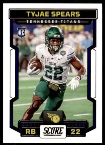 Tyjae Spears 2023 Score NM RC Rookie football card with original gloss for Titans fans