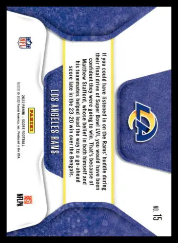 Los Angeles Rams Football Trading Card 2023 Score Huddle Up Original Gloss Near Mint