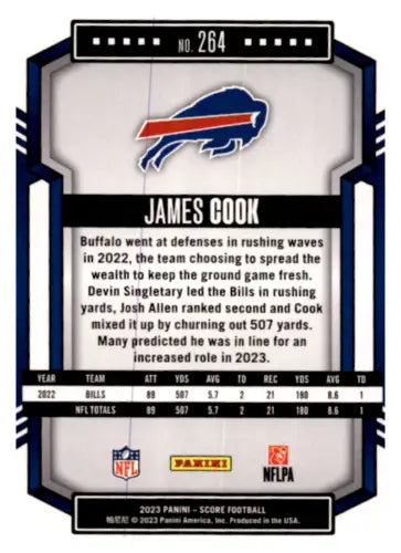 2023 Score Red #264 James Cook football card with original gloss, Near Mint condition