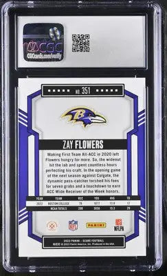Graded Zay Flowers football card from 2023 Score Zay Flowers series in CGC 9 condition