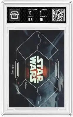 Graded Star Wars trading card SW01UR19 Arena Club featuring Rey and Chewbacca in pristine condition