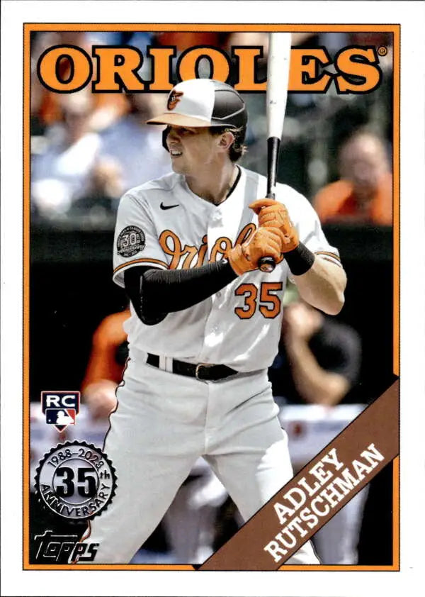 Adley Rutschman 2023 Topps Baseball Card, Baltimore Orioles player in white uniform