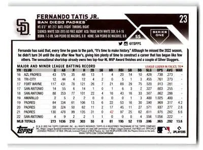 Fernando Tatis Jr. baseball card from 2023 Topps trading cards collection