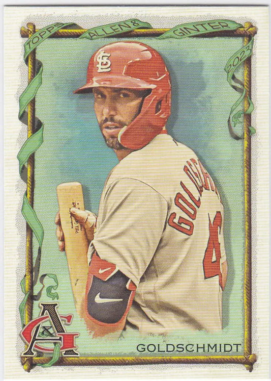 Baseball player in St. Louis Cardinals uniform representing Paul Goldschmidt Topps Allen card