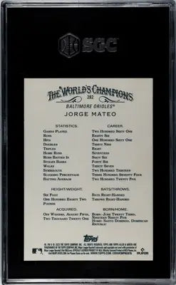 Graded Ginter Jorge Mateo baseball card from 2023 Topps Allen & Ginter series