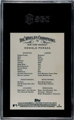 Baseball card of Oswald Peraza in a black slab from 2023 Topps Allen & Ginter