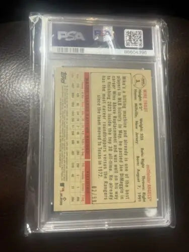 Graded Mike Trout 2023 Topps Archives Green PSA 8 trading card 2/99