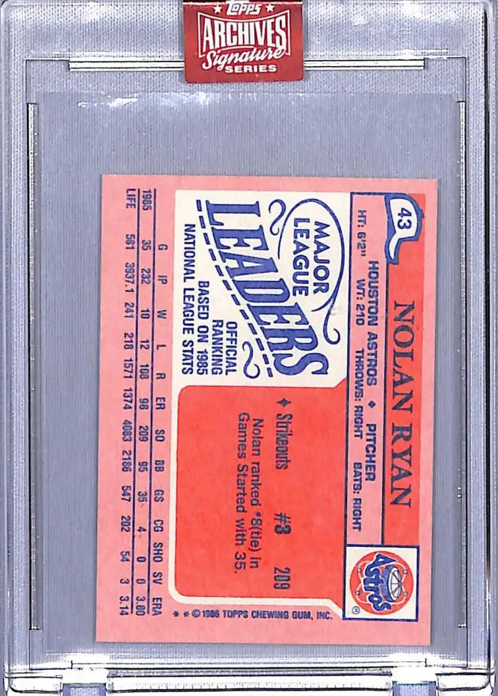 Nolan Ryan Houston Astros Baseball Card 2023 Topps Archives Signature NM-MT Auto 1/1