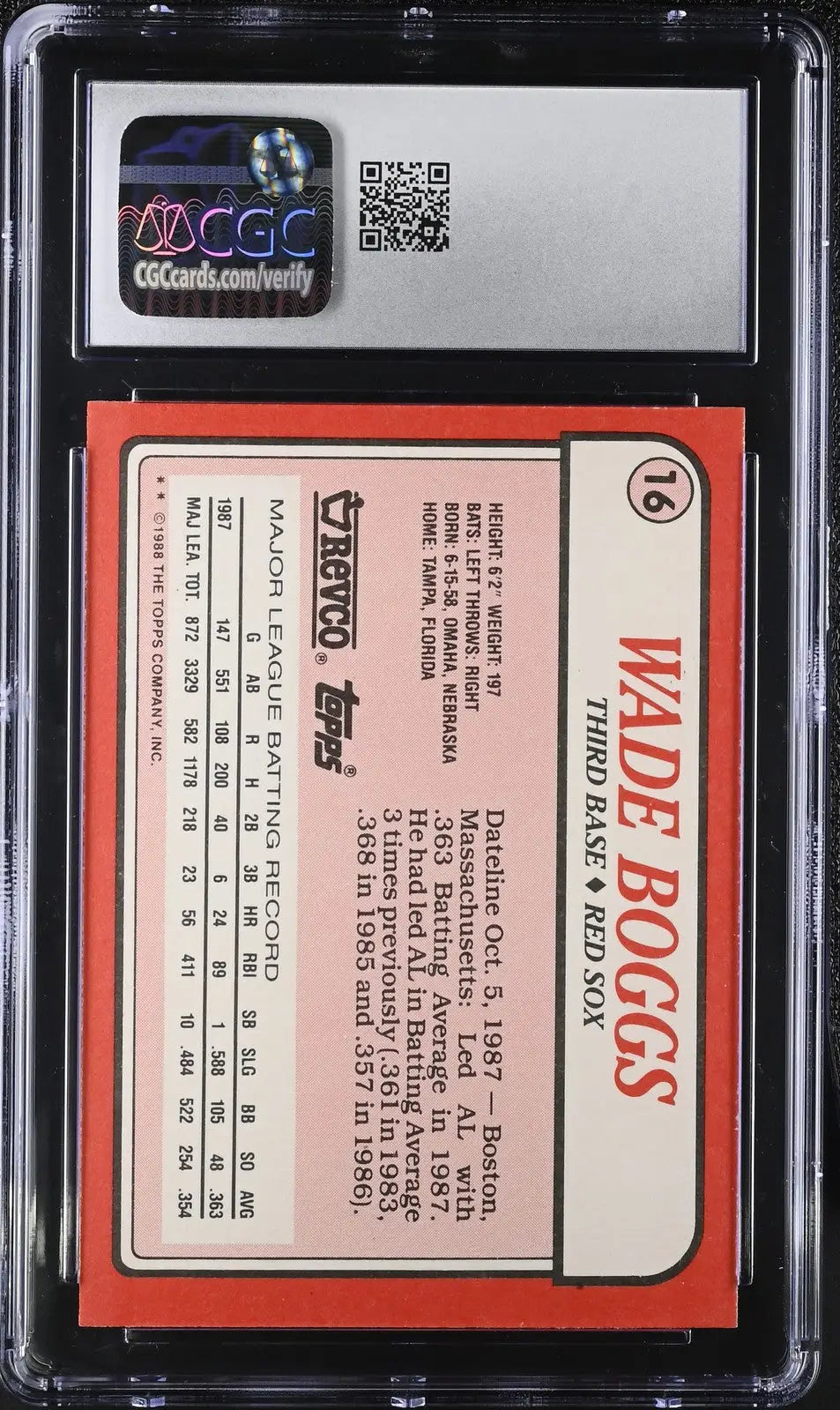 Graded Wade Boggs baseball card from 2023 Topps Athletes Unlimited collection