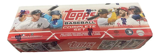 2023 Topps Baseball Complete Factory Sealed Hobby Set in a red box with player images